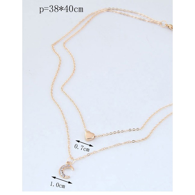 LRC Kalung Fashion Gold Color Moon Shape Decorated A54291