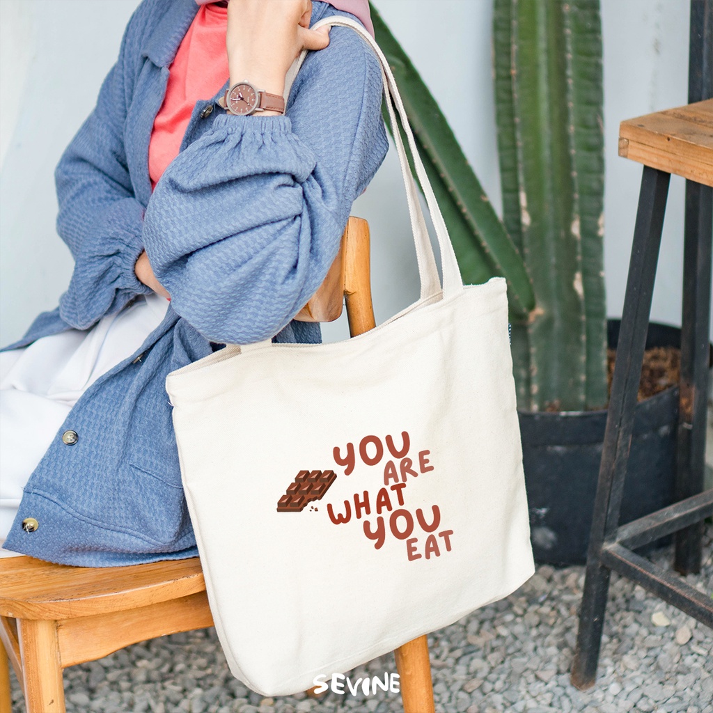 Sevine Tote Bag Kanvas Emily Resleting Kantong Tas Laptop Kuliah Sekolah Fashion Totebag Kerja Quotes Cute Aesthetic - RA