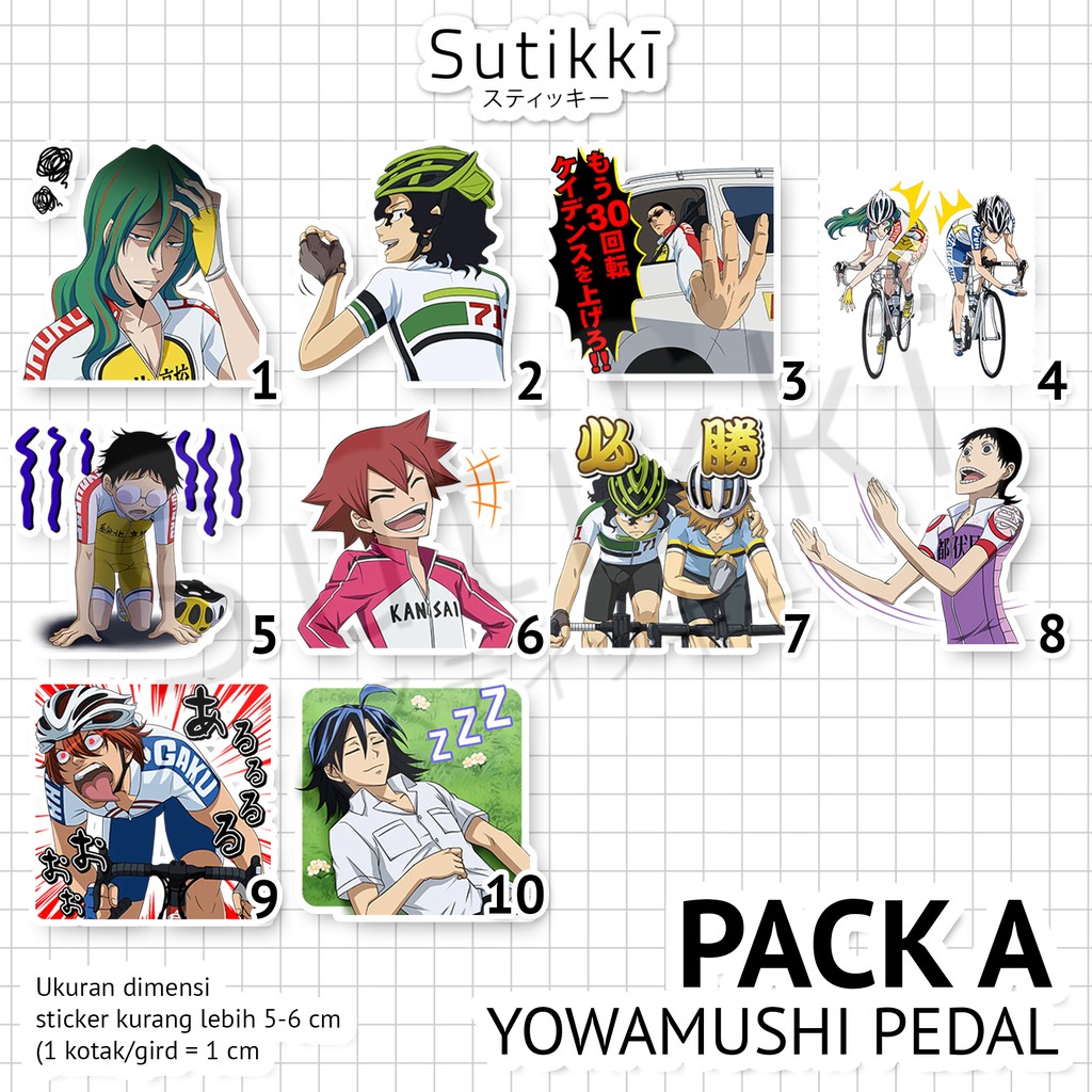 Sutikki | Sticker Pack Yowamushi Pedal Mood |  Die Cut Vinyl Stiker Laptop Gambar Tempel Anime Manga