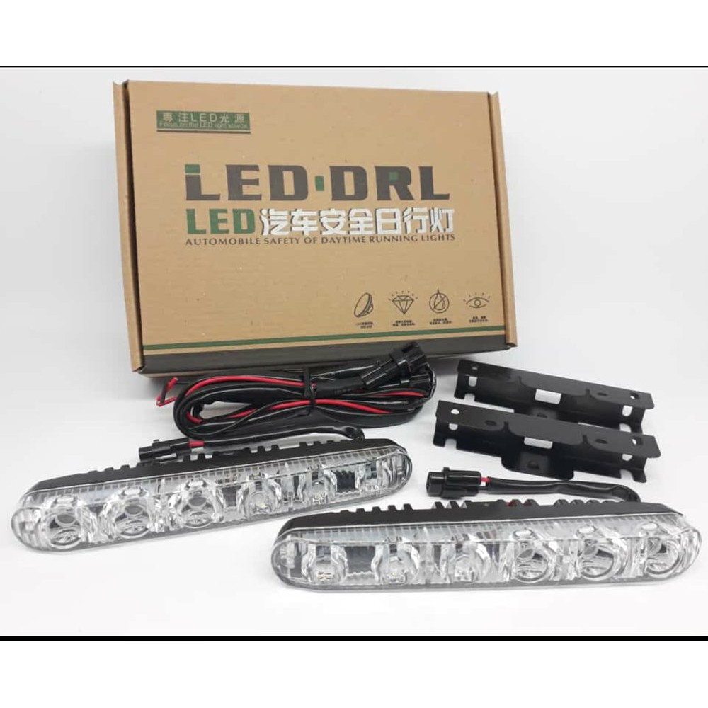 led drl gril bumper depan mobil / motor 6 titik daytime running light universal model toyota fortuner