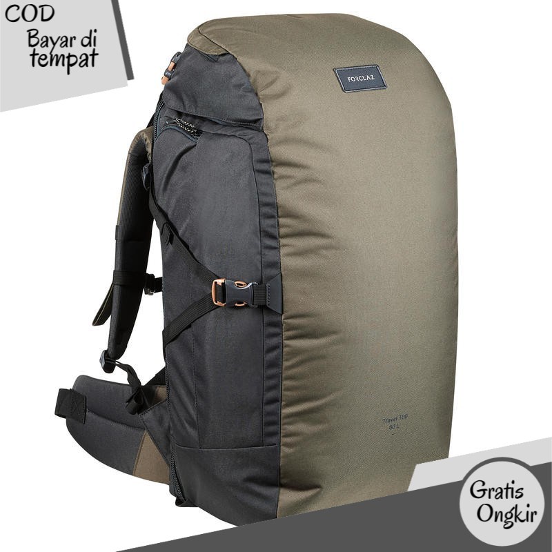 Decathlon Forclaz Tas Carrier Backpack Travel 100 60L Khaki - 8554568 TN2