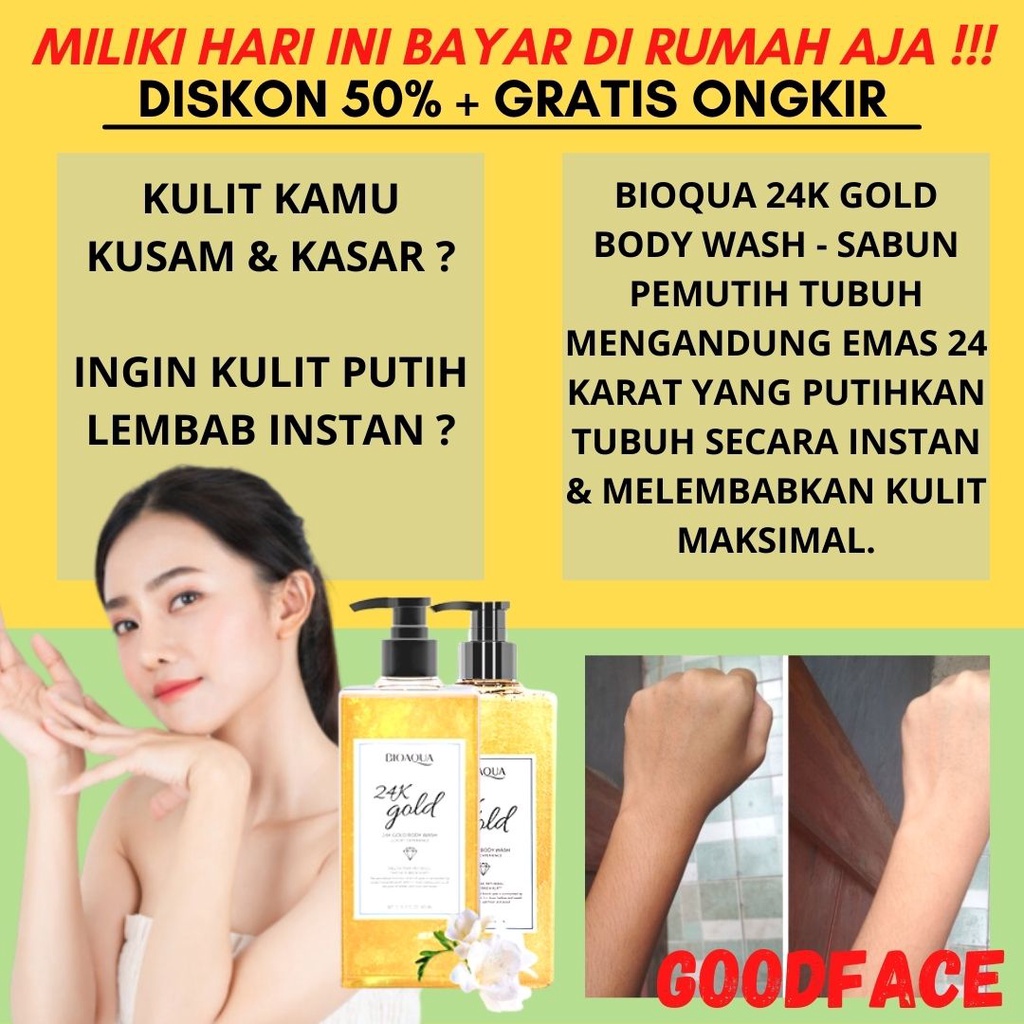 Sabun Mandi Cair Pemutih Badan BIOAQUA 24K Gold Body Wash 400ml Shower Gel