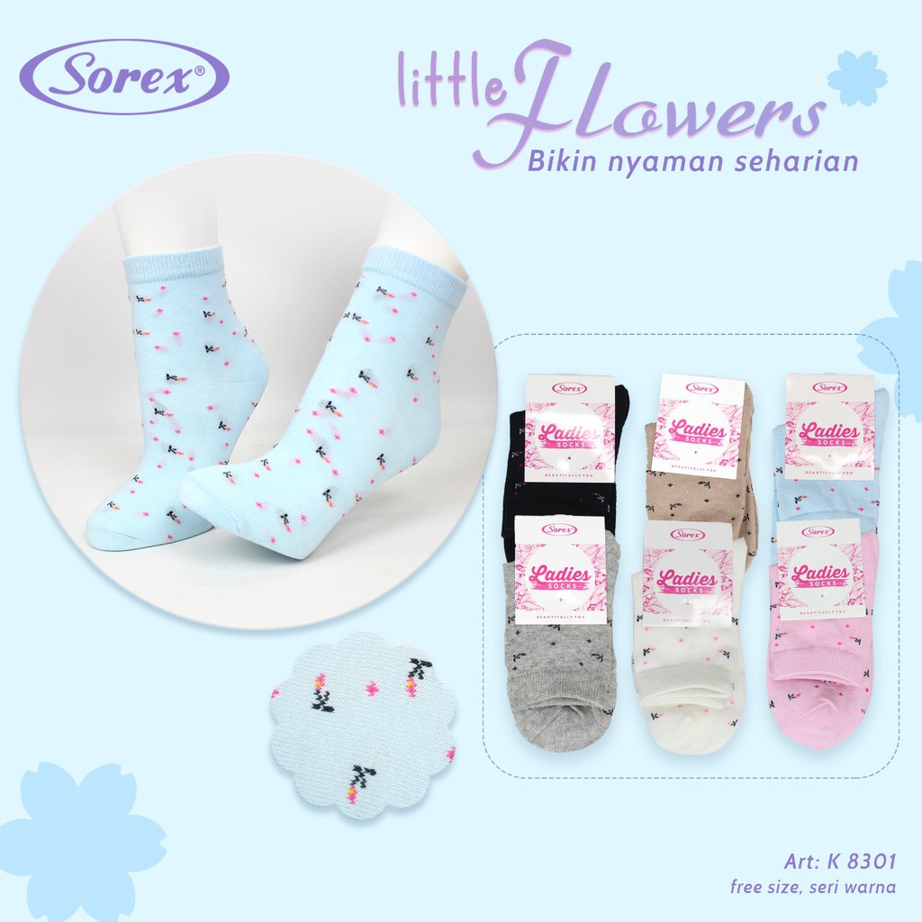 Sorex Kaos Kaki Wanita Little Flowers Setengah Betis Freesize K 8301