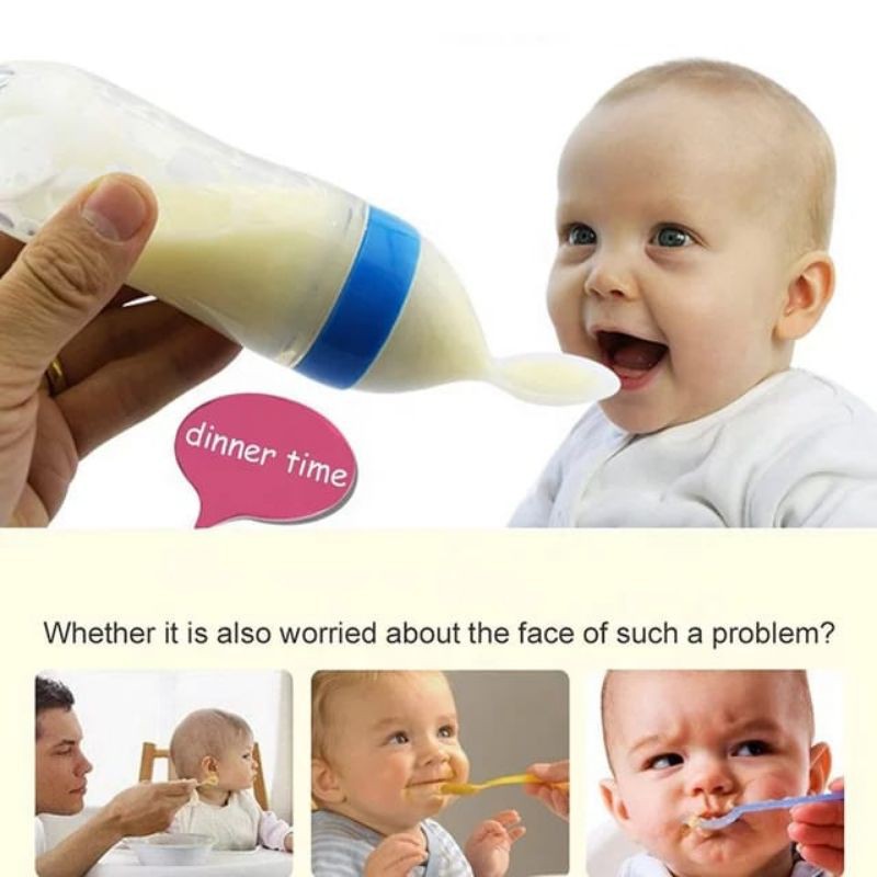 Botol sendok makan bayi silikon / soft squeeze feeder