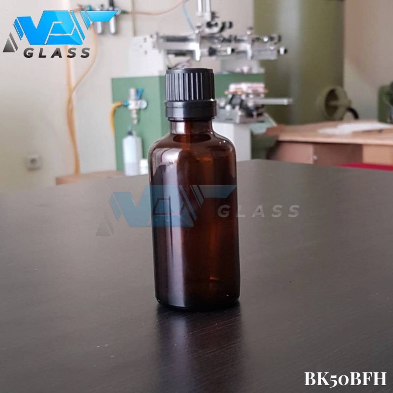 botol kaca 50ml coklat tutup filler / botol essential oil 50ml