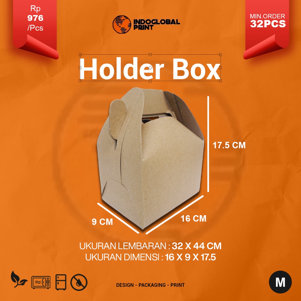 HOLDER BOX M(MEDIUM) DUS JINJING KARDUS TENTENG KOTAK MAKANAN