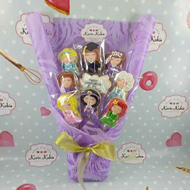 

Buket Graduation tema Princess kukis 9 pcs