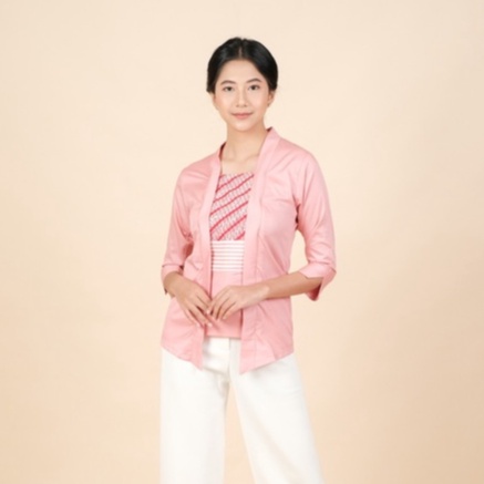 Kebaya Batik Kutubaru 2 in 1 Lengan 7/8 Meradelima Katun Dusty Pink