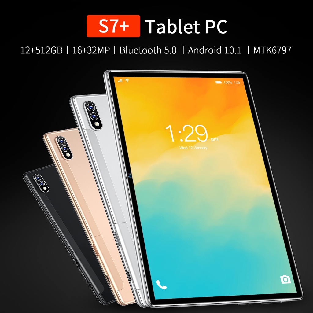 Baru Tab s6 S7 S8 Tablet PC 12 GB + 512 GB Android 10.0 Tablet PC Dual SIM 5G Jaringan Bluetooth 10 Core HD Layar