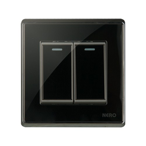 Nero A91621-B 16AX 250V~2 Gang 1 Way Switch Dengan Fluorescent Locator