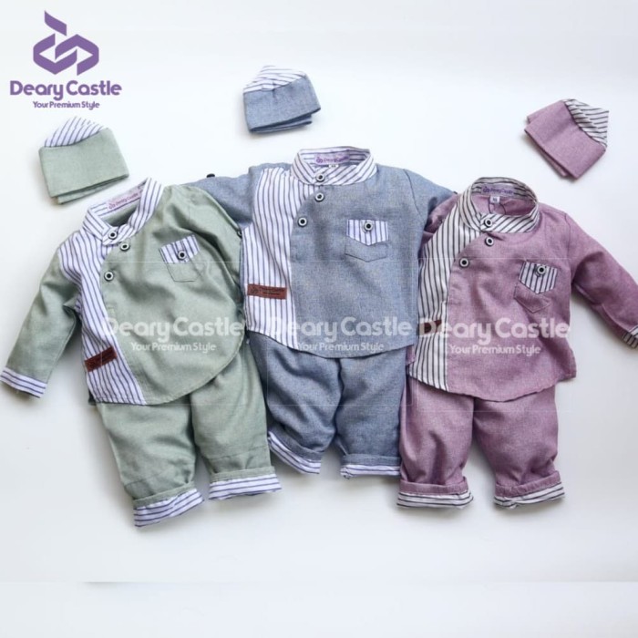 NEW Baju Koko Bayi Baju Koko Anak Deary Castle XS - Hijau muda