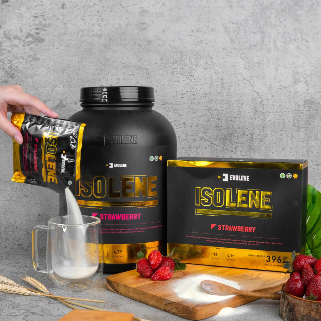 Evolene Isolene 396 Gram 12 sachet Whey Protein Isolate 396gr BPOM