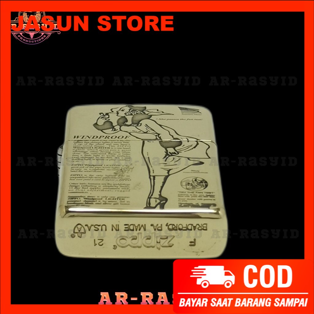 Korek Api Minyak Zippo Gold Ukir Motif Zippo Windproof 168 3962-6