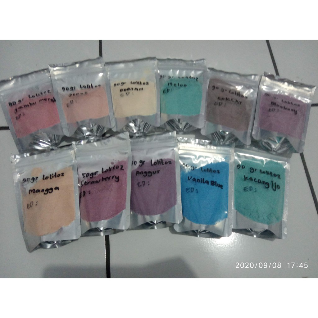 

50 gr Repacking Bubuk Es Loli Lolitoz // bahan es loli // bahan es mambo // bahan es karakter