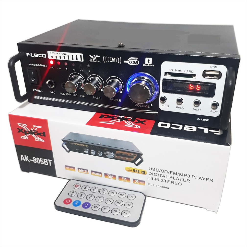Amplifier FLECO AK-805BT Bluetooth Stereo Karaoke + Mp3 player + FM Radio