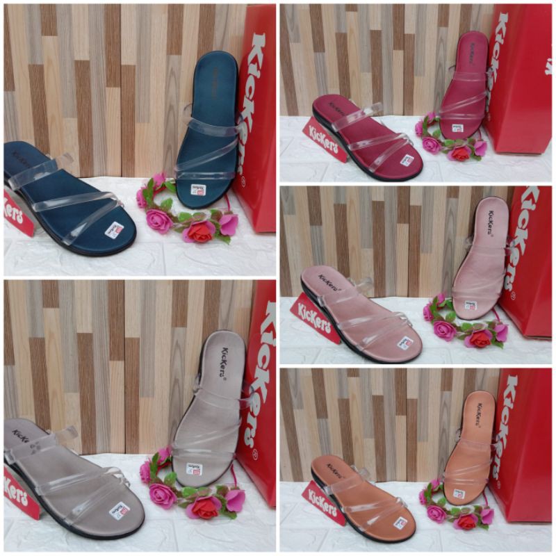 SANDAL KICKERS WANITA SLOP TALI KARET