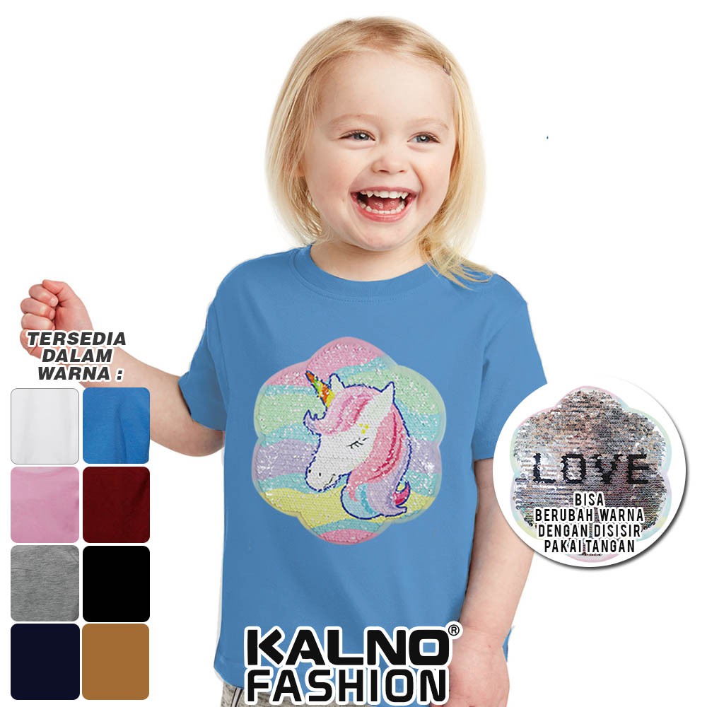 Baju anak karakter usap bolak balik unicorn kuda  little poni dengan manik manik umur 1 - 7 tahun