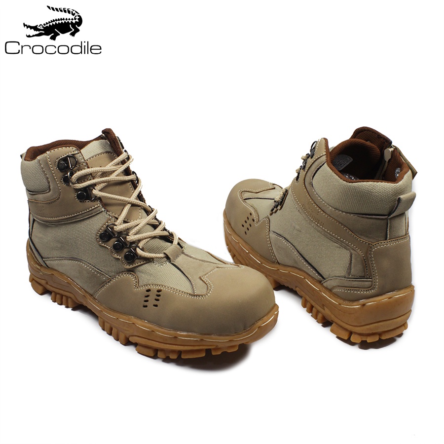 Sepatu Boots Safety Shoes Pria Ujung Besi Crocodile Indicator Pendek PDL Proyek Touring BIkers Murah