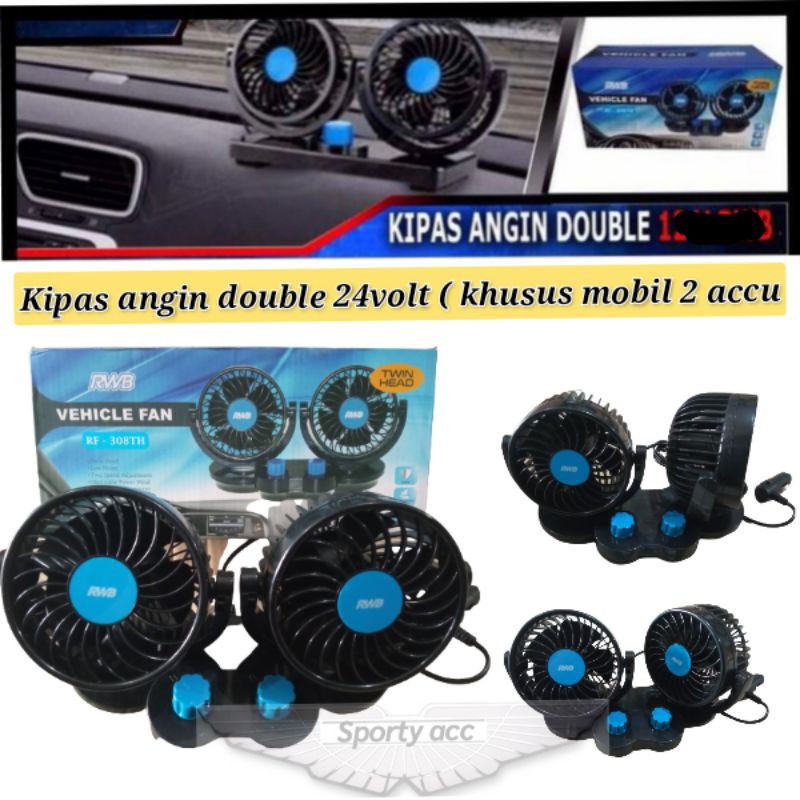 Kipas angin truk double 24 volt (mobil 2 accu)