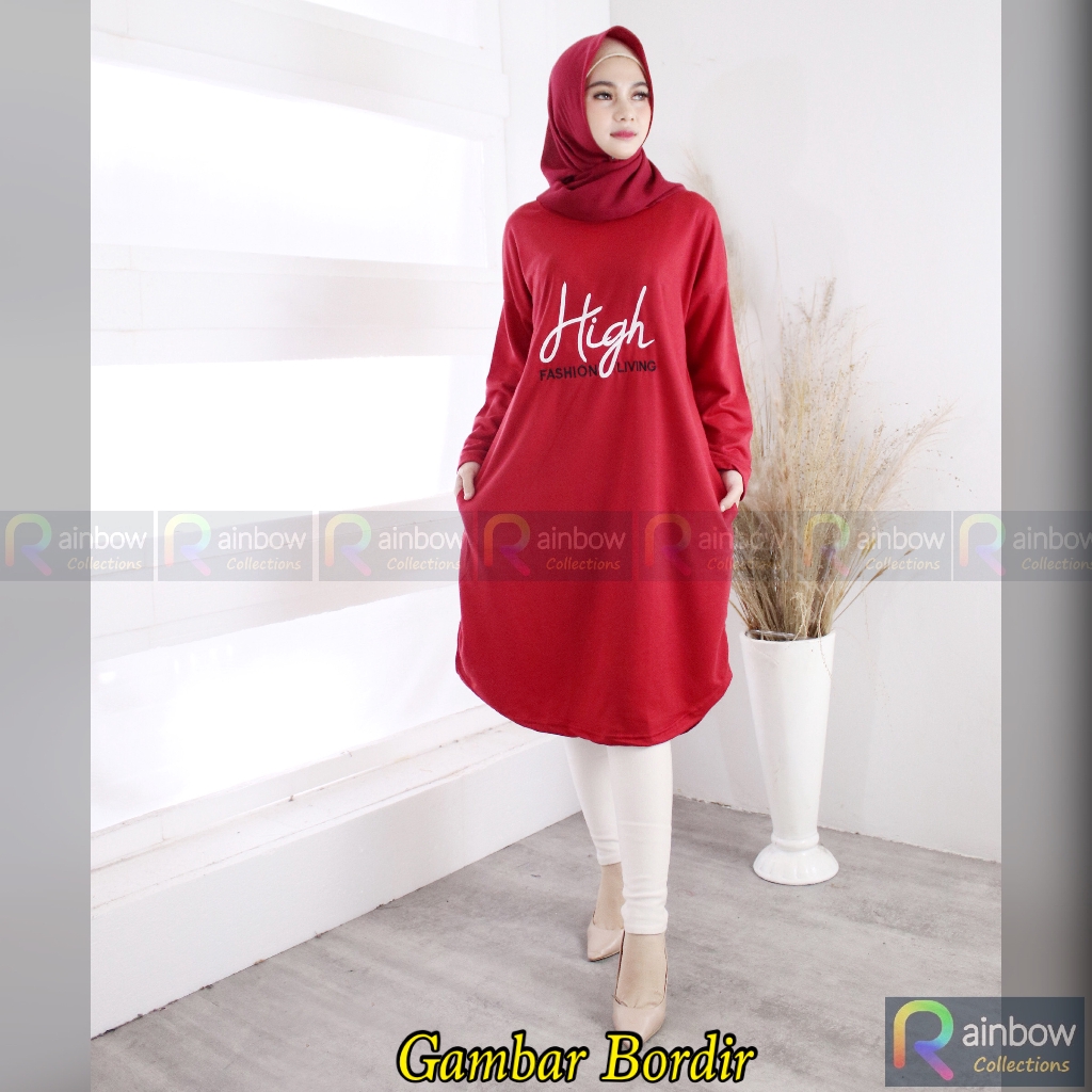 TUNIK BORDIR HIGH / ADA KANTONG KIRI KANAN - BIG SIZE