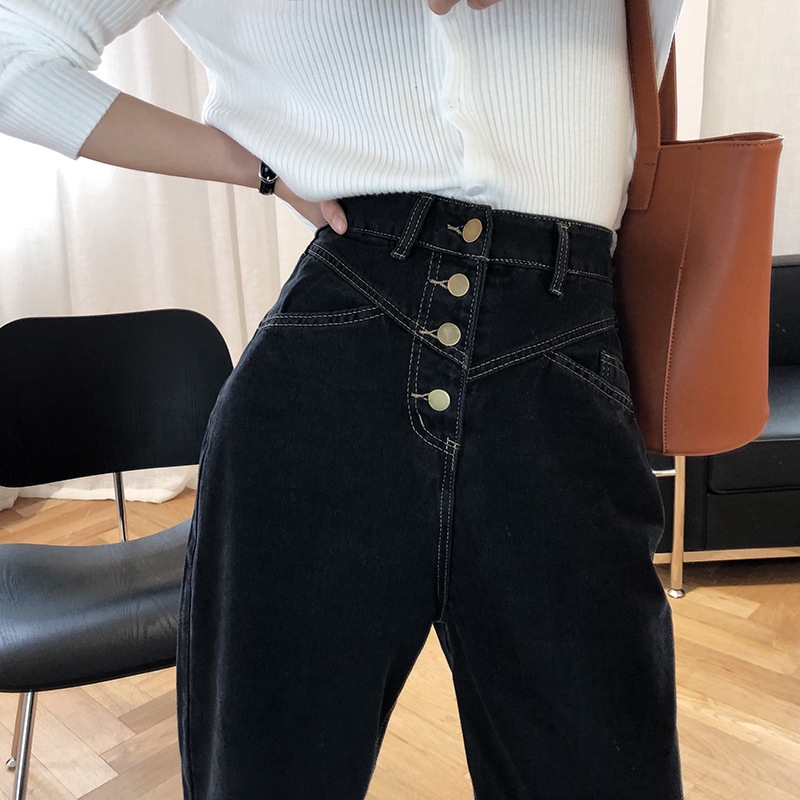  Celana  Panjang Model Longgar Lebar High Waist Kancing  Satu 