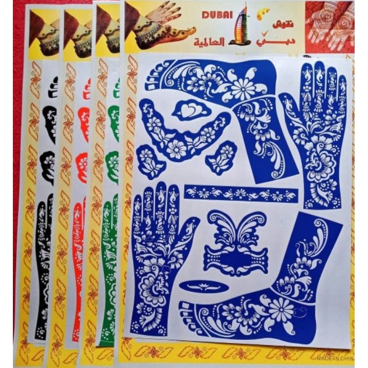 CETAKAN HENNA STIKER MAHENDI Stiker Cetakan Henna/ Tatto tangan kaki &amp; kuku/sticker tato hena