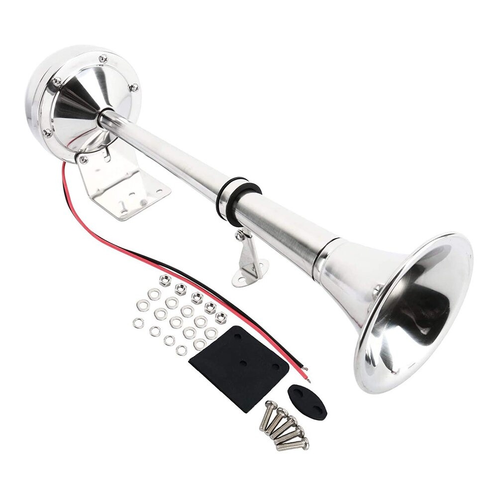 Klakson Trompet Mobil Trumpet Horn Low Tone Hertz 12V - Cf301 - Silver