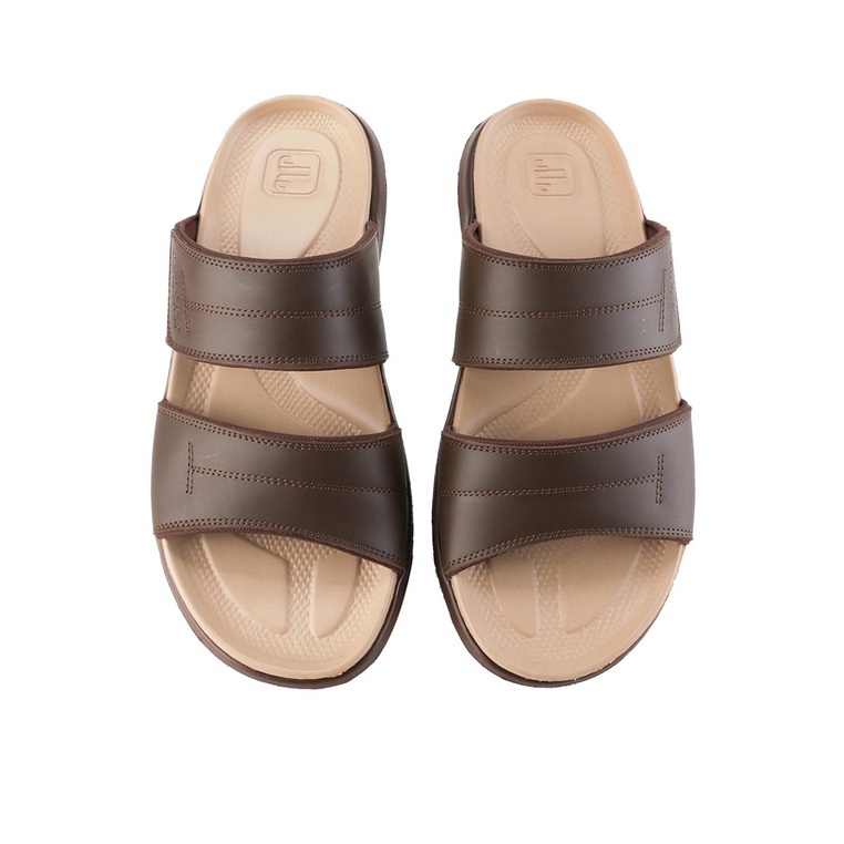 SANDAL CASUAL JIM JOKER PRIA ORIGINAL SLIDE KULIT BRANDED COKLAT JJ30