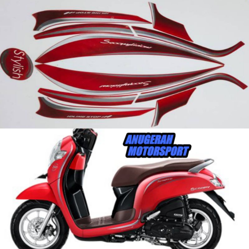 striping / sticker lis Scoopy merah doff 2018 stylish