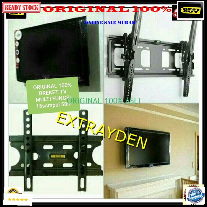 G187 original 100% breket tv full besi 22 sampai 58 in inci bracket televisi flexible gantungan led LCD tembok mount wall dinding komplit fungsi universal semua merek serba bisa multi guna asli ori adjustable G187   BAHAN FULL BESI  BISA DISETING 22 sampa