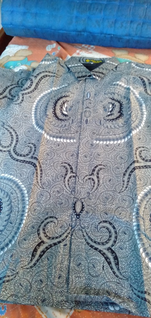 (1kg=4pcs) Kemeja Batik Lengan Panjang Batik Oriab Babon Angkrem Warna Dasar Abu