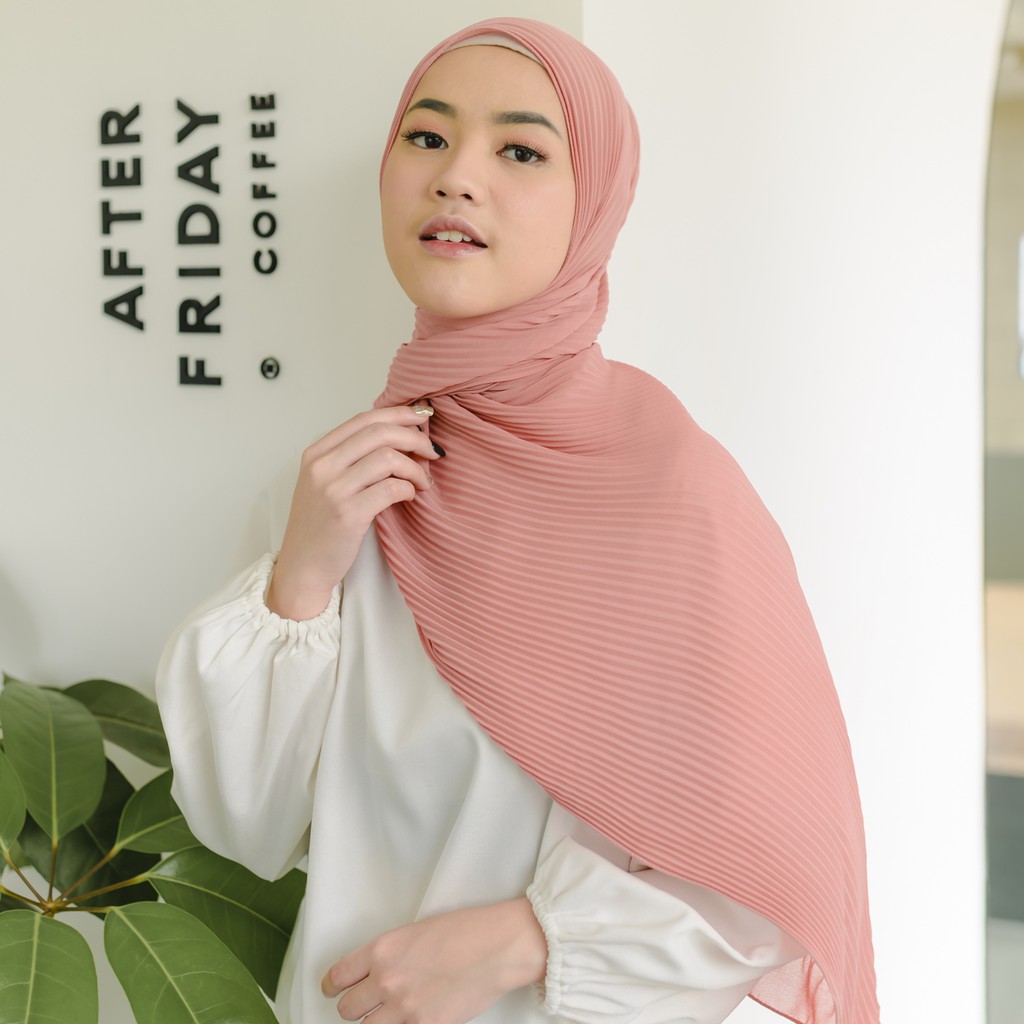 Lozy Hijab - Bawal Pleats Shawl ( Pashmina Plisket )-Dusty Pink