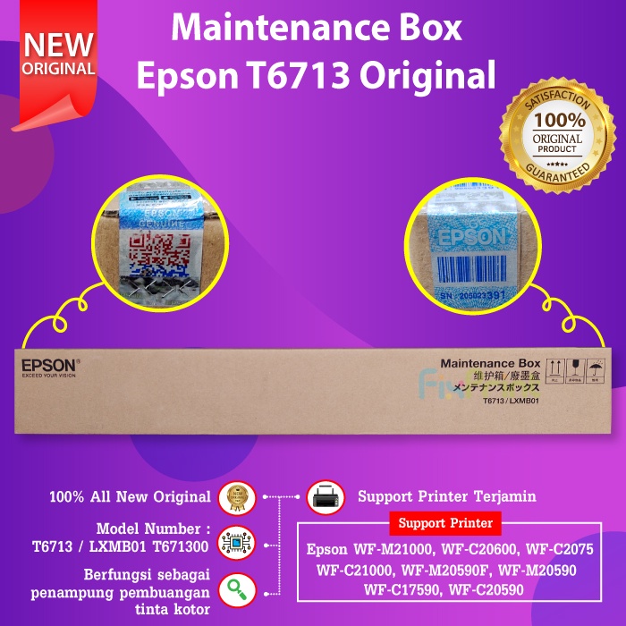 Epson T6713 C13T6713 LXMB01 Maintenance Box Pembuangan Tinta Printer WF-C17590 C20590 C20600 C20750