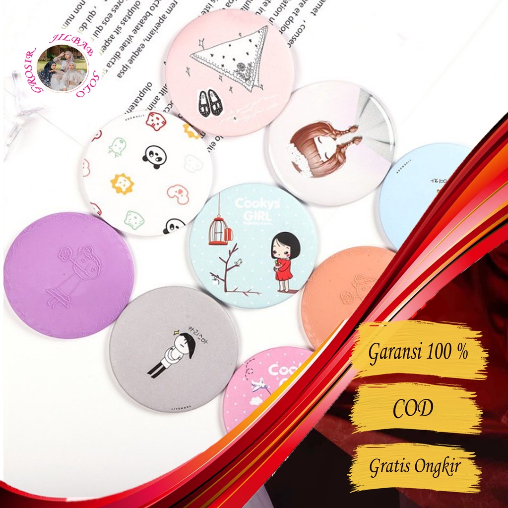 Cermin Bulat Karakter Kaca Cermin Make Up Mini Kaca Travelling Motif Lucu Kaca Mini Travel Size AC 120