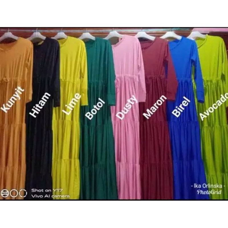 Gamis jersey susun canda serut(tali aktiv sampai belakang )