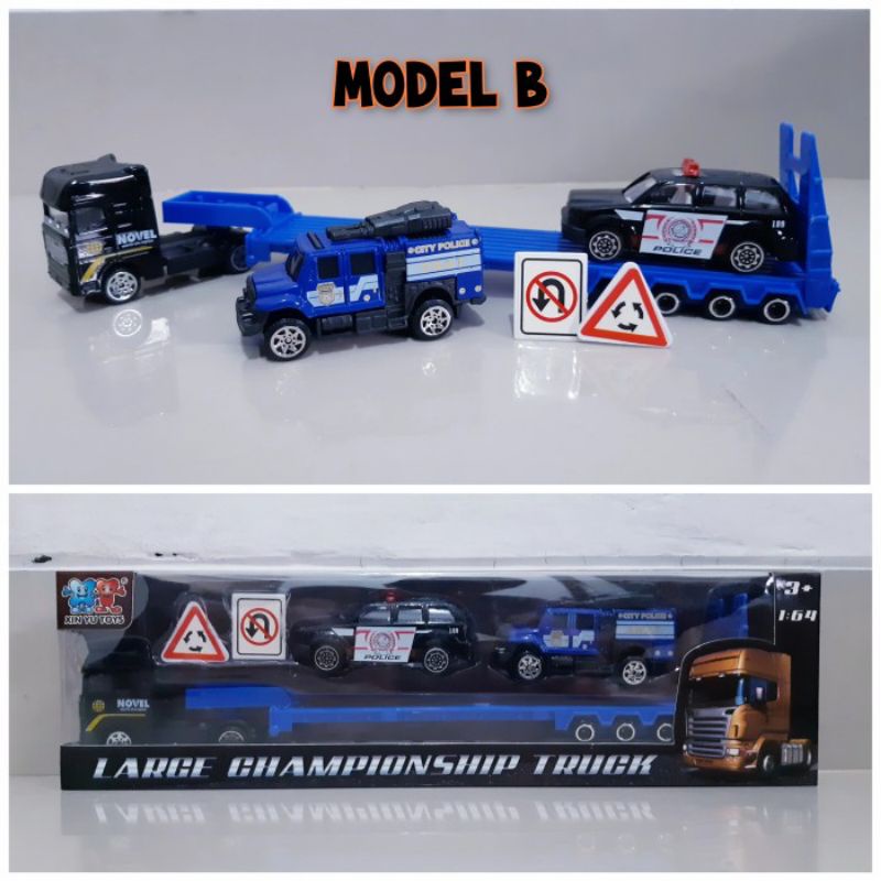 Diecast Set Kendaraan Police Alloy - Mainan Miniatur Mobil Truk Polisi