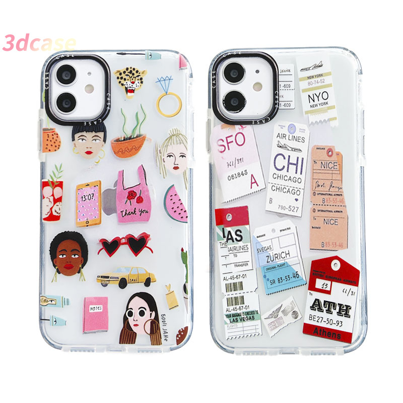 Soft Case Transparan Gambar Tiket Pesawat Terbang Untuk Iphone 11 7 8 Plus 6 6s Plus Se iPhone 12 Pro Max