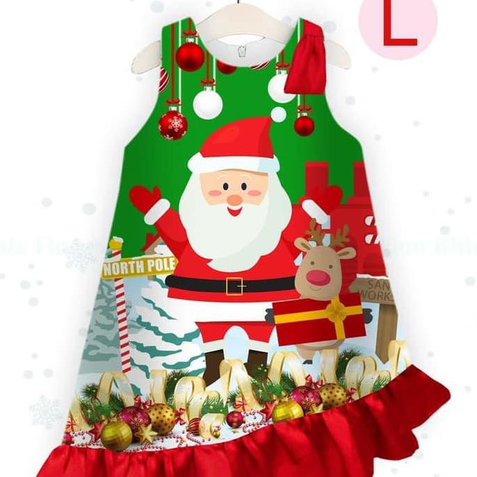 Dress Natal Anak Santa Hijau Merah