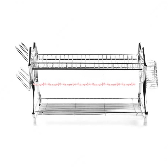 Stora Rak Piring 2tingkat Menyusun dan Mengeringkan Piring Gelas Lapisan Krom 2 Tingkat Kris Krischef