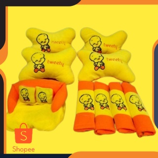 Bantal Mobil TWEETY Kuning Bantal Isi 4 Sandaran Leher Kepala Tweety Yellow {PROMO}
