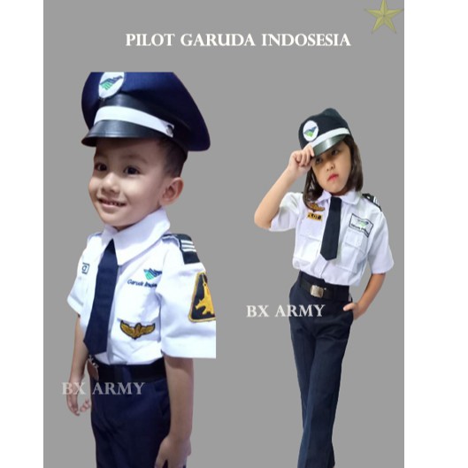BAJU SERAGAM PILOT GARUDA ANAK BAJU PROFESI PILOT KARNAVAL  ANAK COD GROSIR BANDUNG
