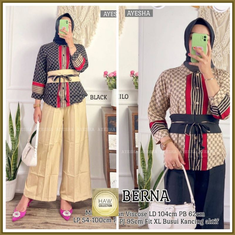 Setelan Tunik Rayon Viscose Wanita Berna Set Oneset Celana Kulot Terbaru dan Kekinian