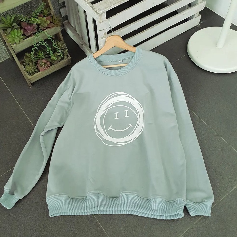 Sweatshirt Smile Korean Style Bahan Fleece Terbaru