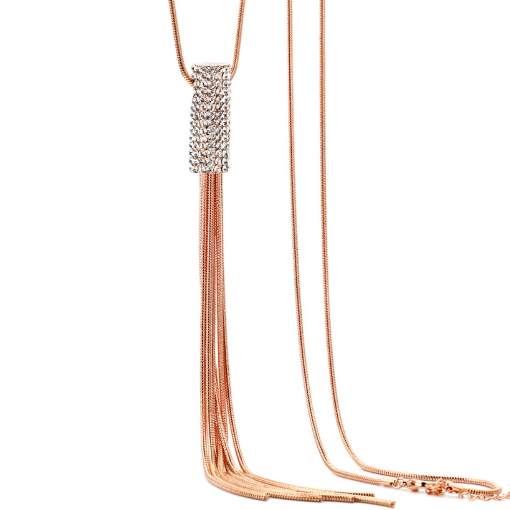 Hu Hu Hu Hu Hu Alat Bantu Pasang Kacamata♡ Kalung Rantai Panjang Dengan Liontin Bentuk Silinder Bahan Cubic Zircon Untuk Wanita