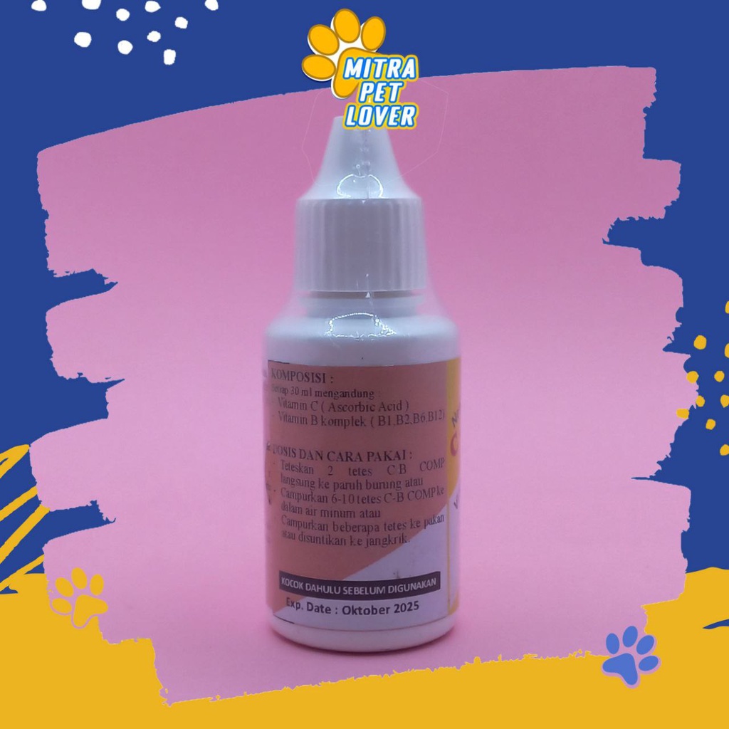 VITAMIN BURUNG - CB COMP COMPLEX 30ML ORIGINAL -  VIT C DAN B KOMPLEKS UNTUK SEGALA MACAM BURUNG BIRD - JAGA STAMINA IMUN - MURAH - ASLI - PET ANIMAL HEALTHCARE &amp; VETERINARY TAMASINDO OBAT KESEHATAN &amp; VITAMIN TERNAK HEWAN BINATANG PELIHARAAN MITRAPETLOVER