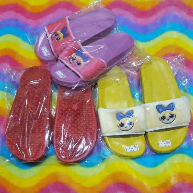 Sandal anak anak selop bulu L.O.L