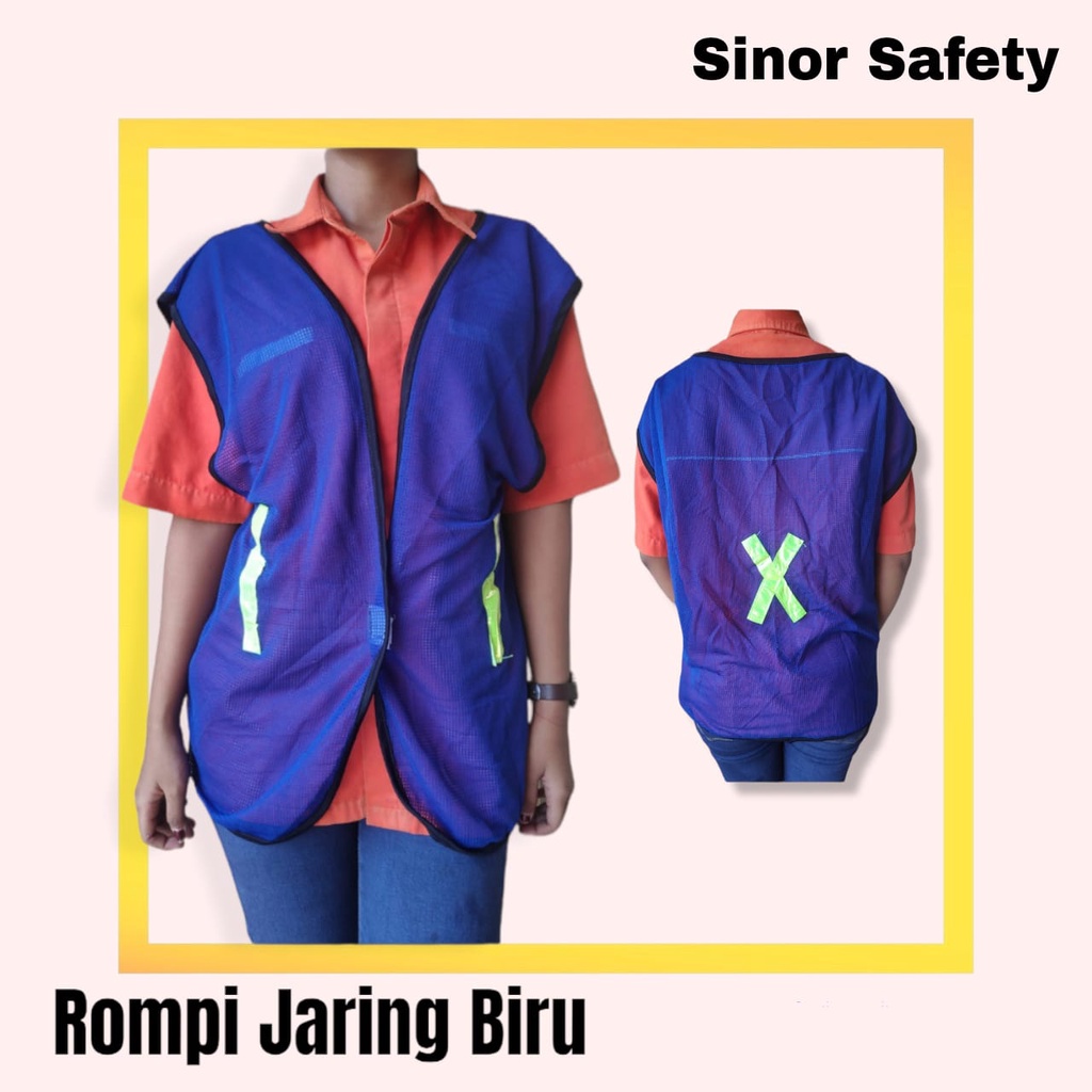 Rompi Safety Vest Jaring Mesh Biru Proyek