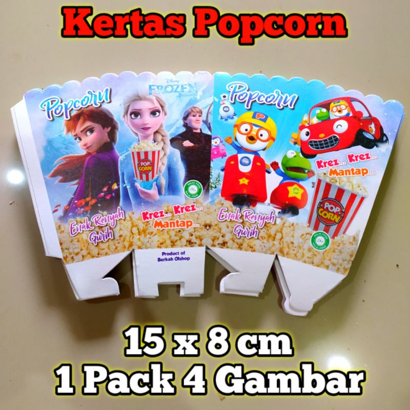 Kertas Popcorn 15x8cm Kertas Popcorn Jumbo Kertas Popcorn Besar 1 Pack 4 Gambar