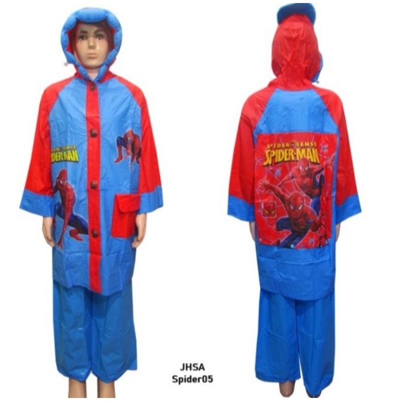 jas hujan anak setelan celana karakter little pony spiderman  frozen l pony avenger ada tempat tas