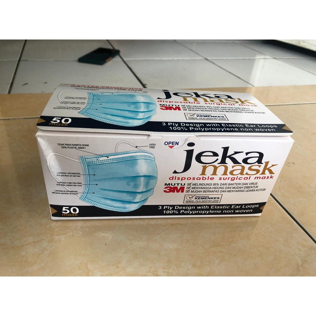 MASKER MEDIS JEKA 3PLY SURGICAL MASK 1 BOX ISI 50